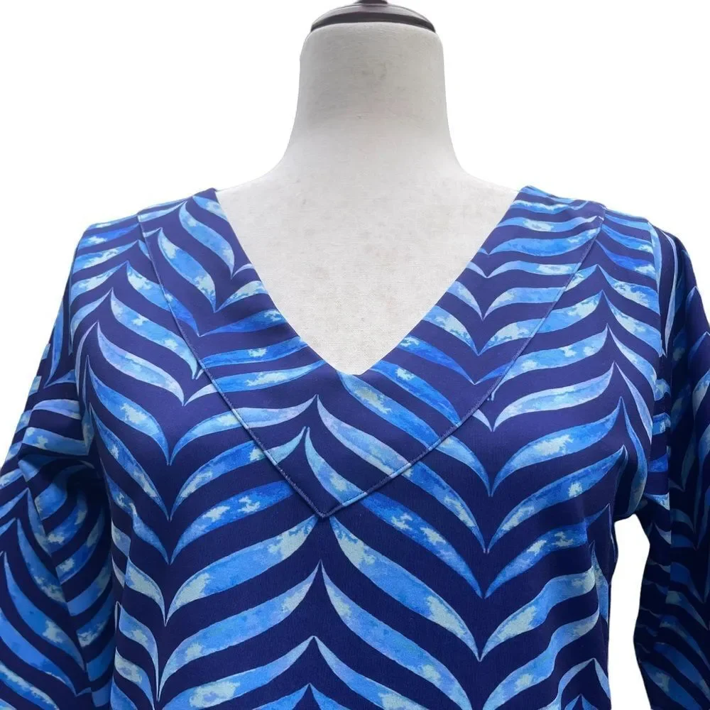 Chelsea Gunn Organic Blue Geometric Zebra Print Body Con Mini Dress